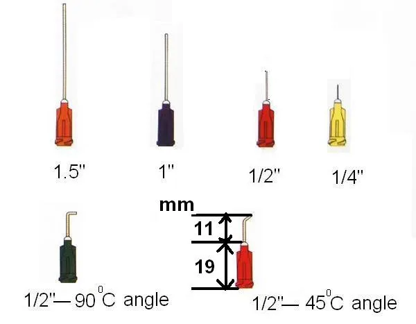 50 шт. 15 Калибр 45degree-prebent 1/2-дюймовый из нержавеющей стали-вал люер замок ступицы тупой иглы рассеивают наконечник, Клей Дозирующая игла