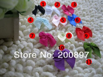 

300pcs lot Satin ribbon flower bows decoration for dolls or clothes 11 colors choice