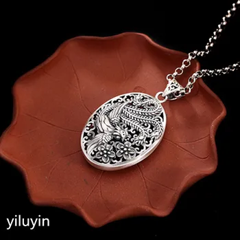 

KJJEAXCMY S990 cut - out lace open rich and pure silver Thai silver antique sweater pendant