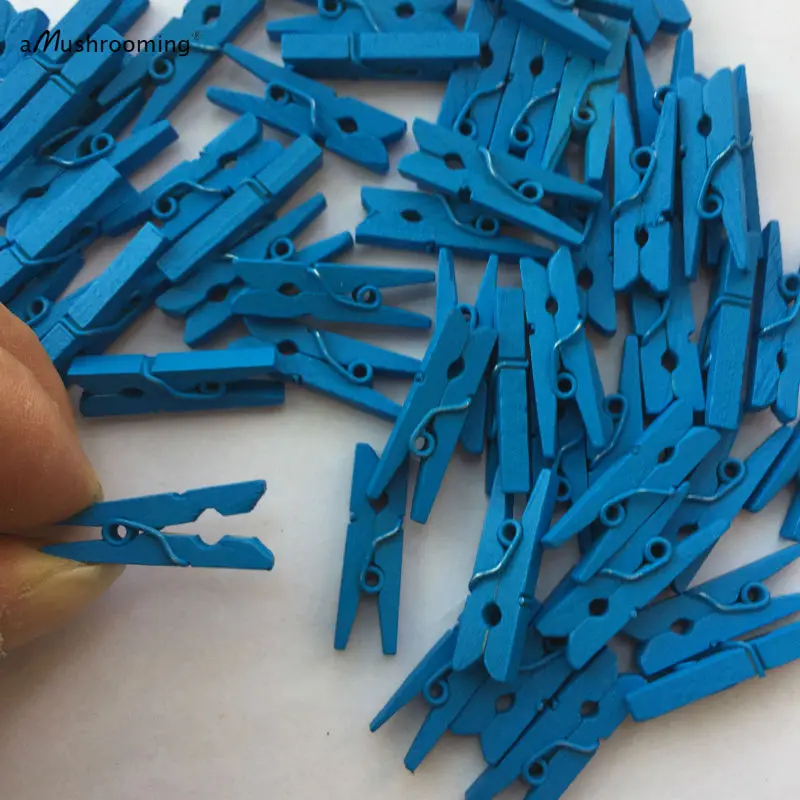25 Cute Mini Royal Blue Clothes Pins 1" Clothespins Chic Wedding Baby
