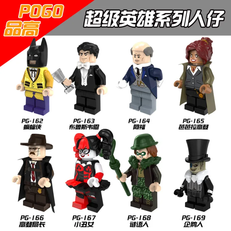 

8pcs Batman Bruce Wayne Riddler Alfred Barbara Penguin Gordon Robin Harley Quinn Building Compatible With Lego Movie Toy