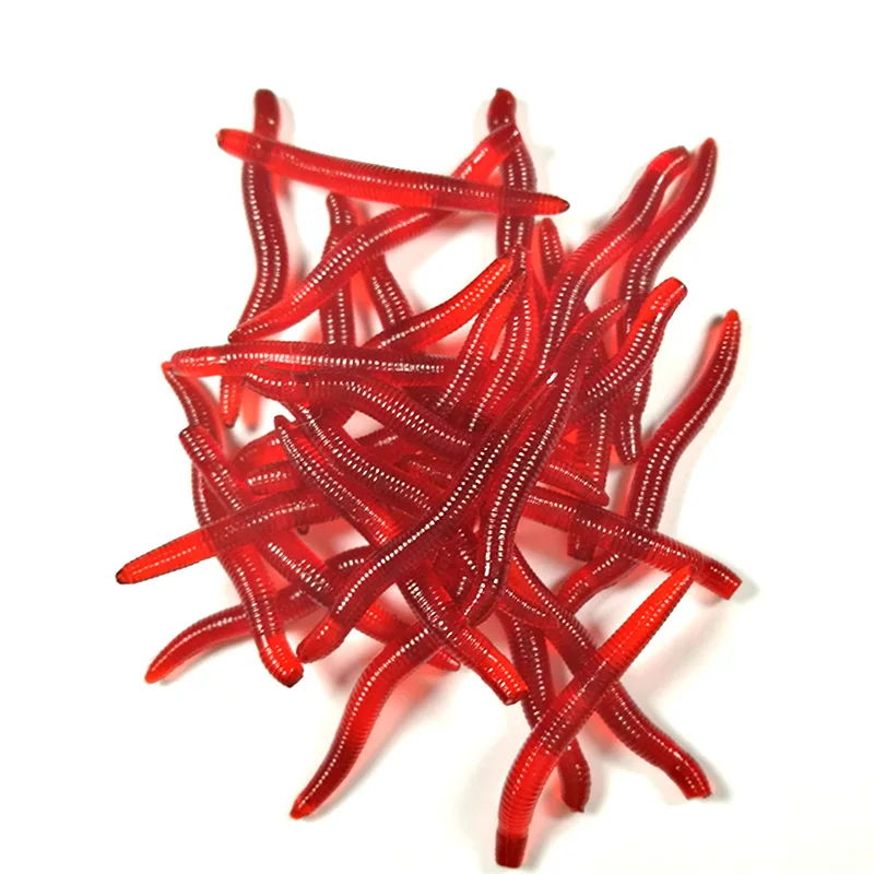 

YTFITASH 100pcs/lot Soft Lure Fishing Simulation Earthworm red Worms Artificial Fishing Lure Tackle Lifelike Fishy Smell Lures