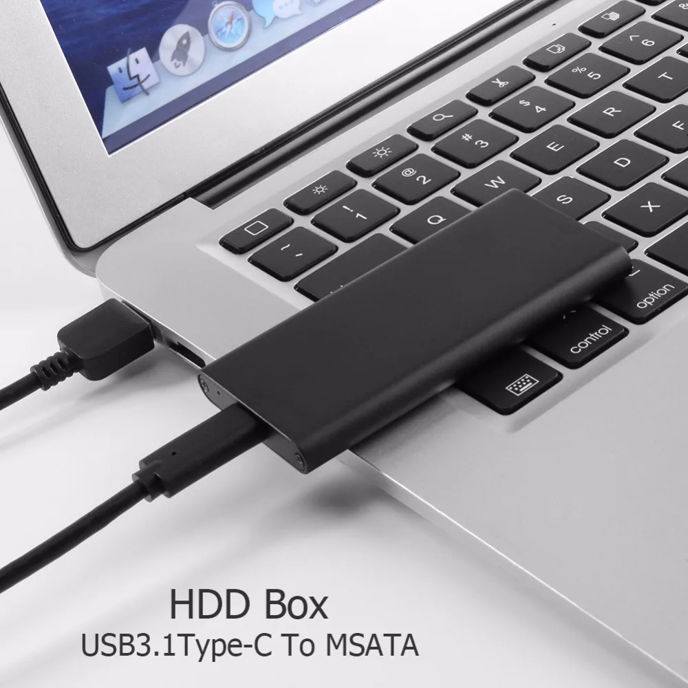 

Aluminum HDD Box USB3.1 Type-C to MSATA SSD External Enclosure Hard Disk Case 10gbps Hign-speed for Macbook Pro