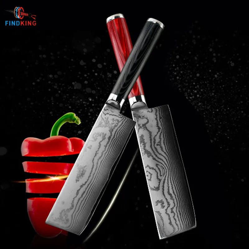 

FINDKING 2018 new kitchen knives damascus steel blade 6.5 inch nakiri knife 71 layers damascus kitchen KNIFE slicing cleaver