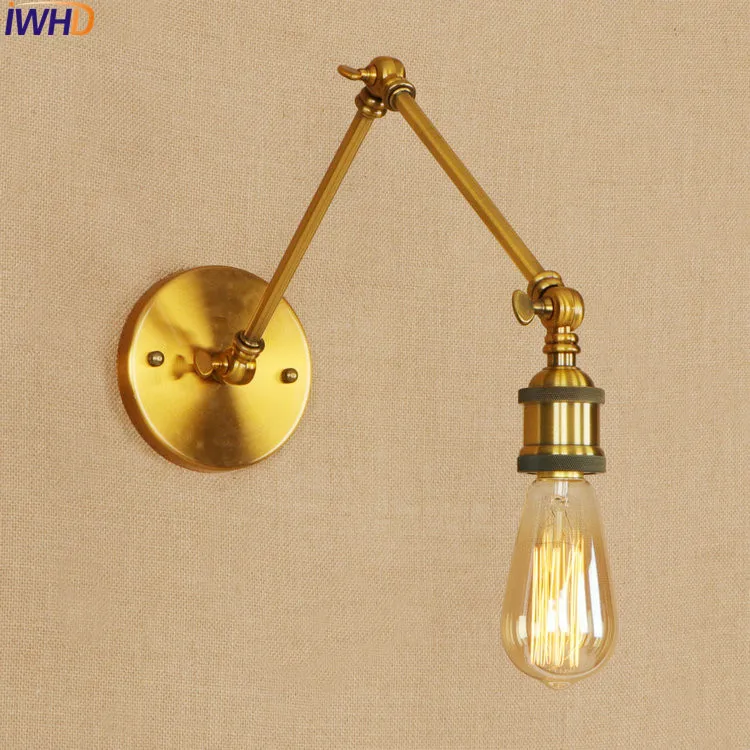 Swing Long Arm LED Wall Light Up Down Golden Loft Industrial Edison Wall Sconces Retro Antique Vintage Wall Lights Fixtures