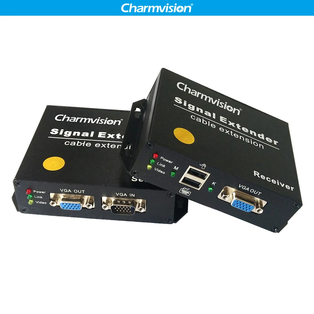 

Charmvision EKU200HR 200m USB Keyboard mouse VGA KVM Extender via single RJ45 STP UTP cat5E cable 2 USB A for CCTV Management