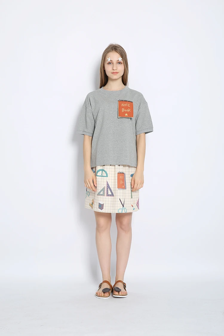 Новые летние Для женщин Шифоновая юбка длиной выше колена Harajuku Модные клетчатые канцелярские печати прямой юбки женские свободные