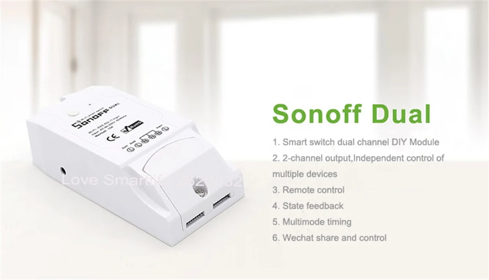 Itead Sonoff Dual Smart Home 2 Way Wifi Timing Switch,APP Wireless Remote Control DIY Timer Switch Home Automation Ewelink-9