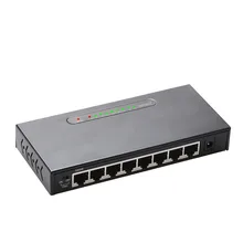 8 портов 10/100 Мбит/с коммутатор RJ45 Рабочий стол концентратора ПК Ethernet сетевой разветвитель LAN адаптер Черный Металлический корпус США/ЕС разъем