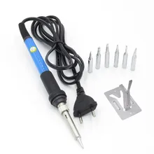 EU/US 220 В/110 В 60 Вт Электрический паяльник с регулируемой температурой, паяльник, сварочный инструмент с+ 6 железными наконечниками