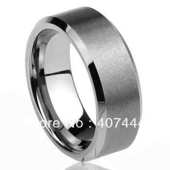 

Free Shipping Cheap Price Jewelry USA Brazil Russia Hot Sales His/Her 8mm Beveled Edges Brushed Flat Tungsten Wedding Ring