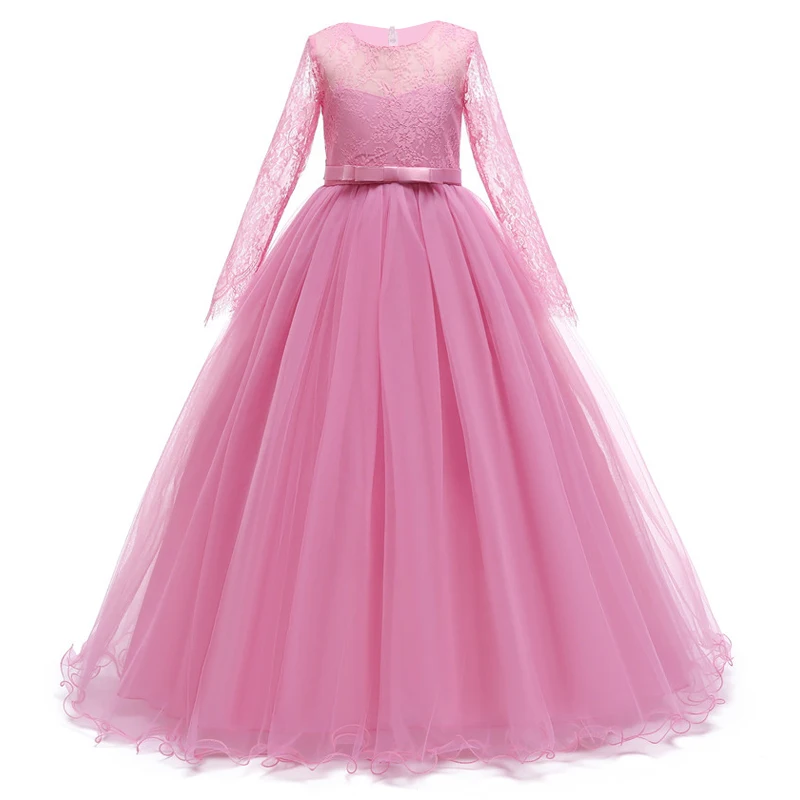 

2019 Girls Summer Dress Teenager Kids Dresses For Girls Clothing Long Sleeve Princess Dress Party Wedding Dress 3 14 10 12 Years