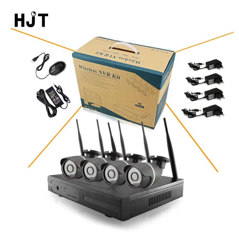 New Wireless wifi 4ch NVR with 4ch 960p 1 3mp Wireless IP bullet Camera black Metal