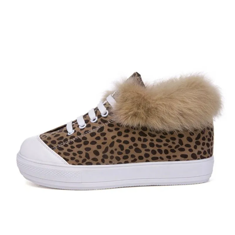 Big Size 30-44Fashion Leopard Women Flat Platform Sneakers Round Toe Lace Up Lady Casual Shoes Winte Warm Plush Fur Female Shoes (21)