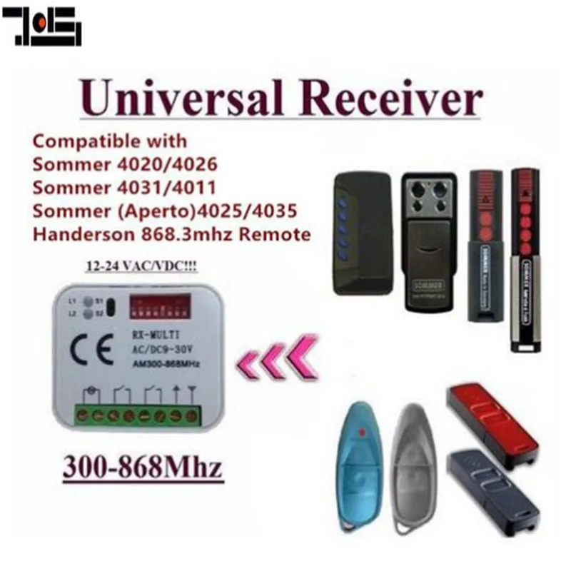 

Universal 2-channel 868MHZ SOMMER 4020 4026 4031 4011 APERT0 868.3MHZ handsender remote control receiver
