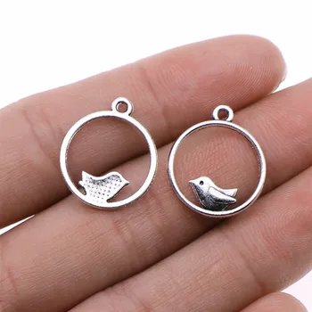 

WYSIWYG 20pcs Charms Bird Antique Silver Color 18x20mm Metal Alloy Jewelry DIY Accessories