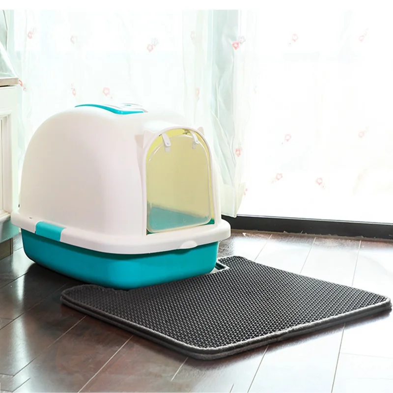 

4 Shapes EVA Cat Litter Mat Double-Layer Cat Litter Trapper Mats with Waterproof Bottom Layer Cat Bed Mats