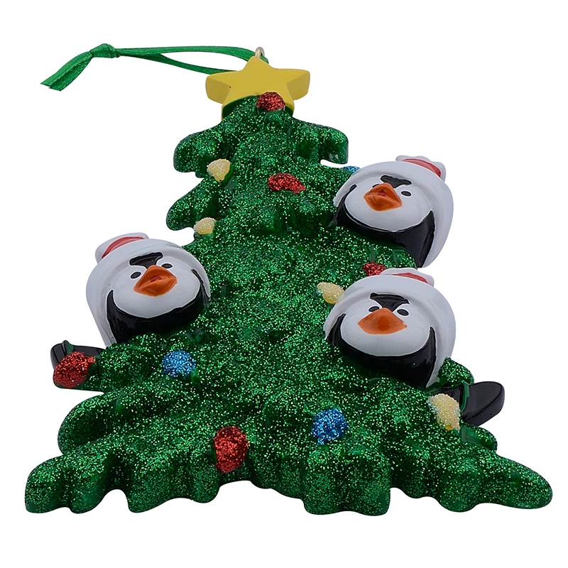Resin Penguin Family Christmas Ornaments With White Tree As Personalized Gifts For Holiday And Home Decor