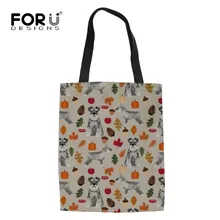 FORUDESIGNS/Schnauzer Женская Холщовая Сумка на плечо с принтом, сумка-тоут, эко многоразовая сумка для покупок, сумка для повседневного использования, дизайнерская сумка Bolsa Feminina