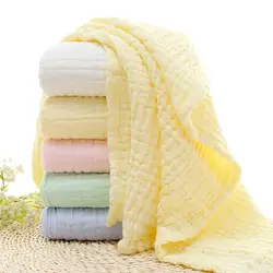 Детское банное полотенце, 6 слоев, Одноцветный муслин, 100% хлопок, полотенце для новорожденных, детское Впитывающее одеяло, постельные