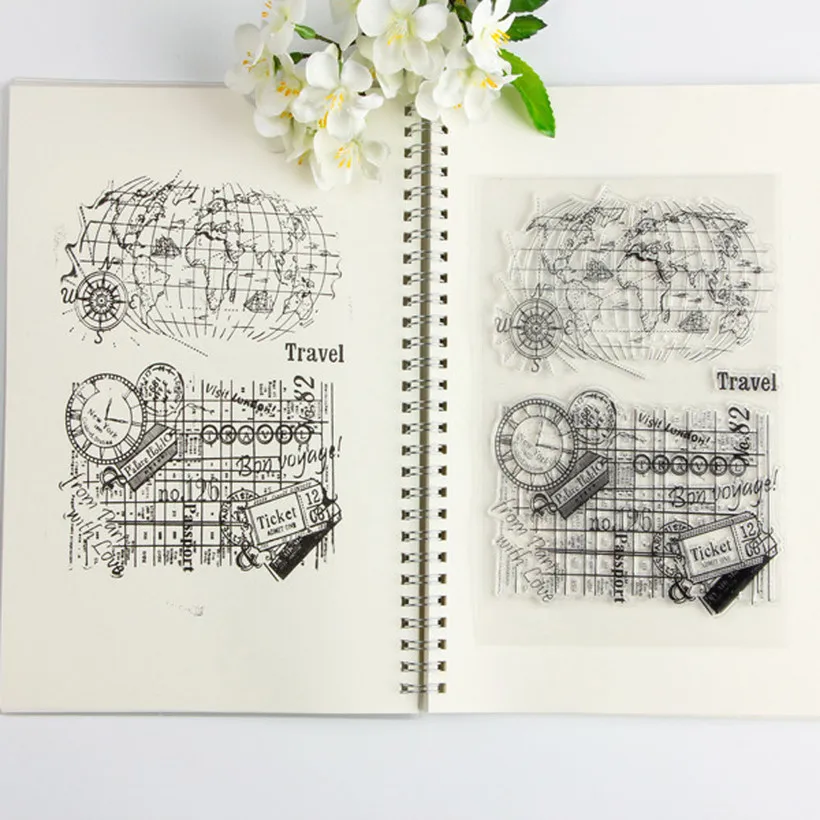 

French Words Transparent Clear Silicone Stamp/Seal for DIY Scrapbooking/photo Album Decorative Clear Stamp Sheets World Map New