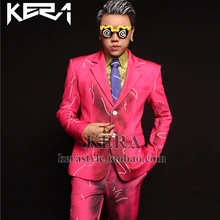 S-xxl мужской красный розовый костюм ярких цветов, куртка, пальто для выступлений, формальное платье, мужские костюмы певицы, одежда