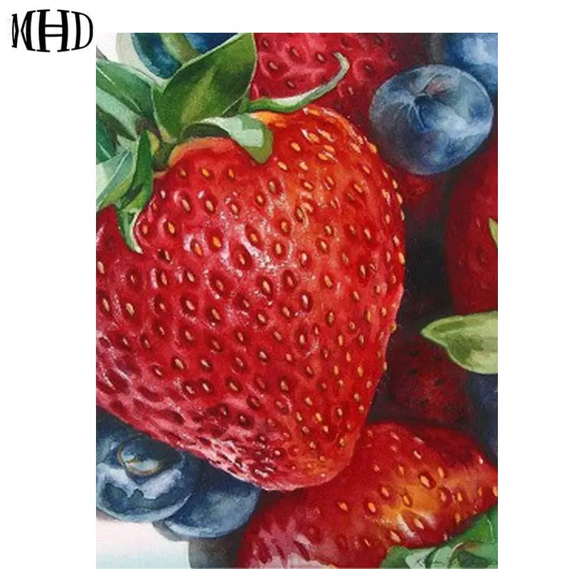 

MHD 5d diy Diamond Painting Strawberry Icon Full & Round Diamond Cross Stitch Resin Rhinestone Home Decor Fruit Kit 2018 new