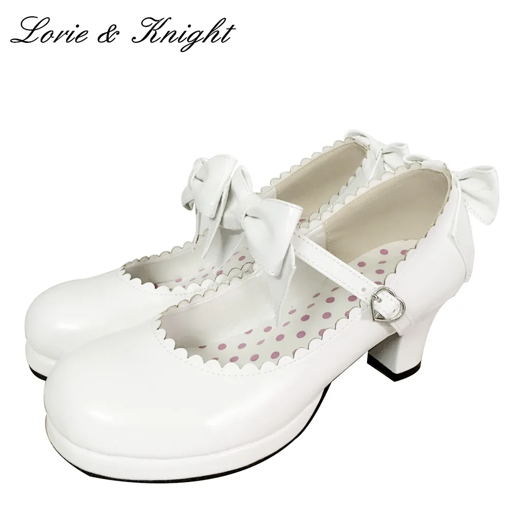Japanese Lolita Cosplay Princess Shoes PU Leather Sweet Bow Strap