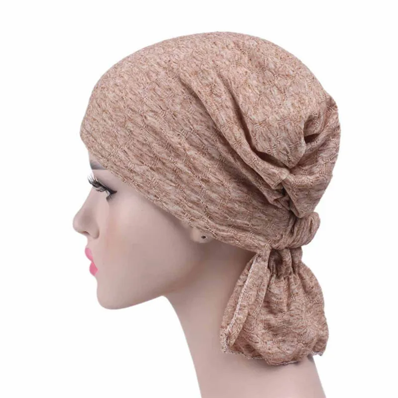 

New Women Model Headscarf Chemotherapy Cap Western Style Ruffle Cancer Chemo Hat Beanie Scarf Turban Wrap hedging Cap 3.8