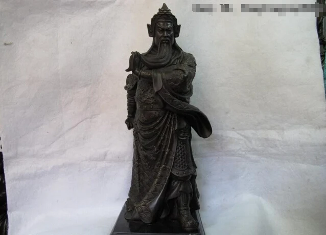 

USPS to USA S0408 China Bronze base Marble Chinese famous Dragon Guan Gong Guan Yu warrior Statue B0401
