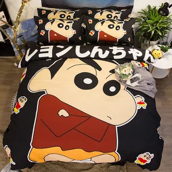 

LLANCL Cartoon Japan Anime Crayon Shin-chan Printed Duvet/Comforter cover Adult Bedroom 3pcs Polyester Fiber Christmas Gift boy