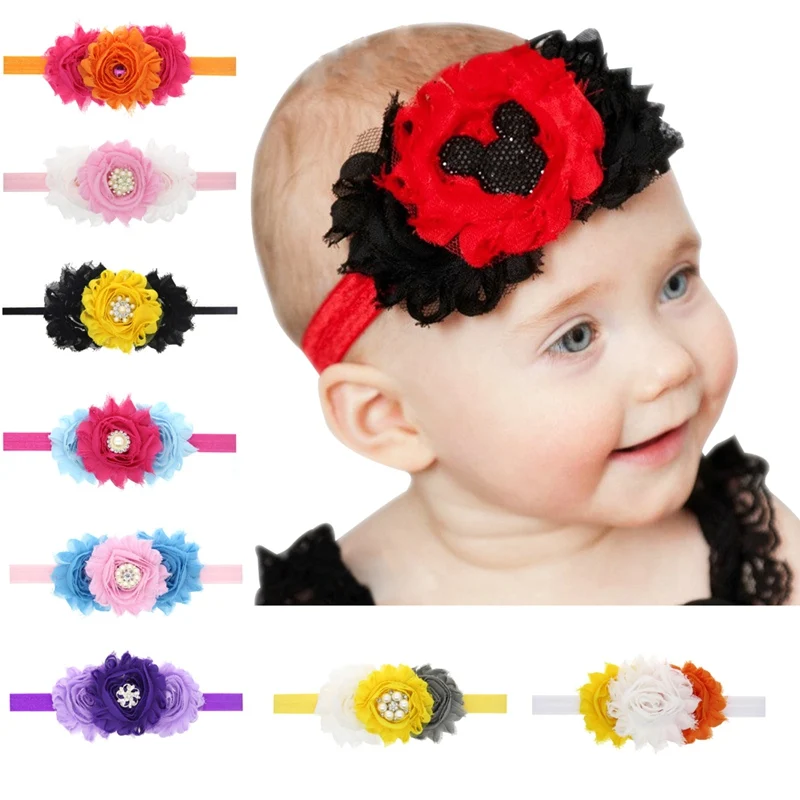 

12pcs/lot halloween hair bows with Ruffled FOE Elastic Kids Girl Headbands Party Decoration for girls hair accessories