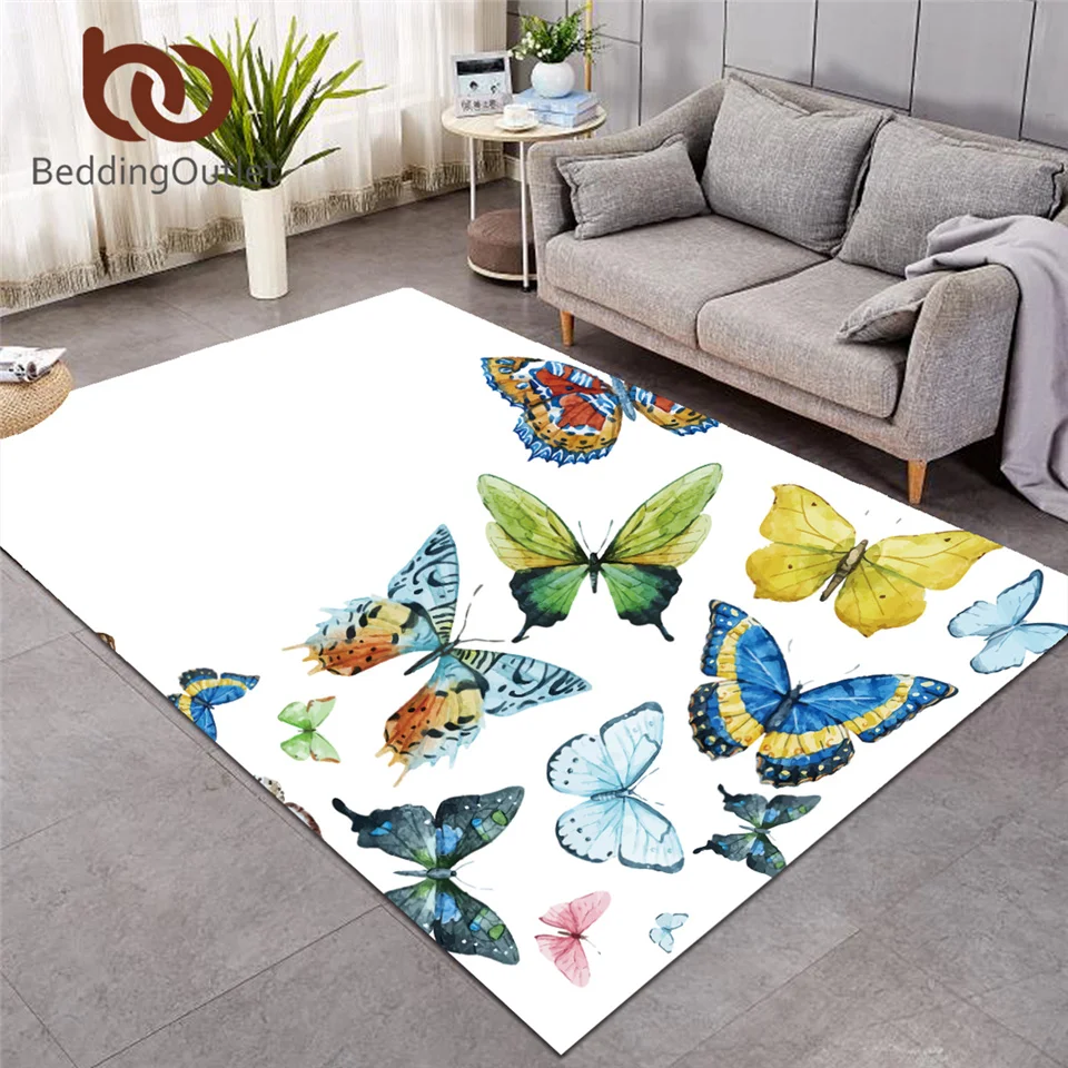 

BeddingOutlet Flying Butterfly Area Rug Rectangle Large Carpets for Bedroom Spring Printing Decorative Floor Home Mat tapetes