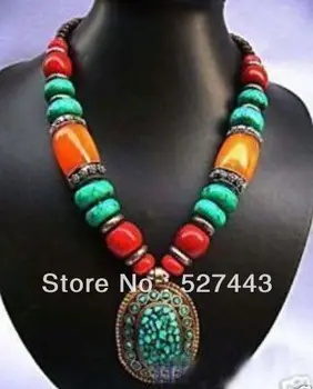 

Wholesale free shipping &gt;&gt;Tibet Ethnic Jewellery Argent stone Necklace