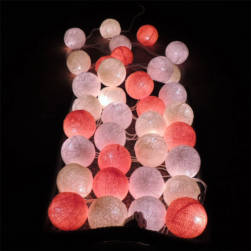 Thailand 35 Cotton Balls String Lights Luminaria LED Lamp Christmas