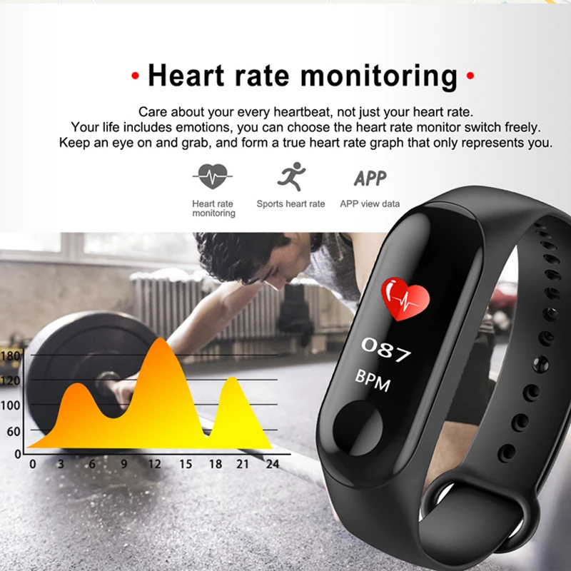 Men Sport Watch Blood Pressure Heart Rate Monitor Smart Watch Women LED Color Touch Screen Fitness SmartWatch For Android ios