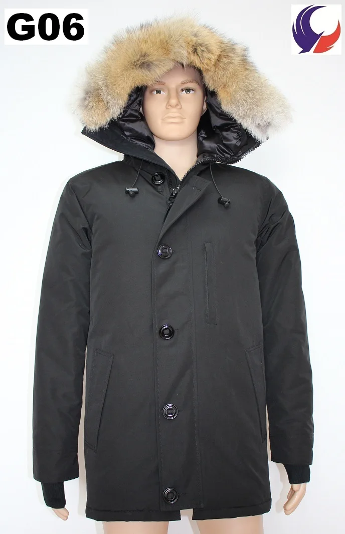 Бренд MANASEAMON, мужское зимнее пуховое пальто, нестареющий стиль, куртка, съемная, настоящий Койот, меховой воротник, гусиный пух, Chateau Parka G06 - Цвет: Black(black label)