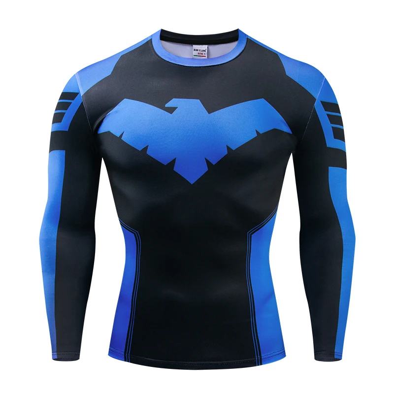 Дизайн сжатия рубашка Футболки с 3D-принтом костюм Nightwing костюм Фитнес Костюмы топы для терморубашка Мужская