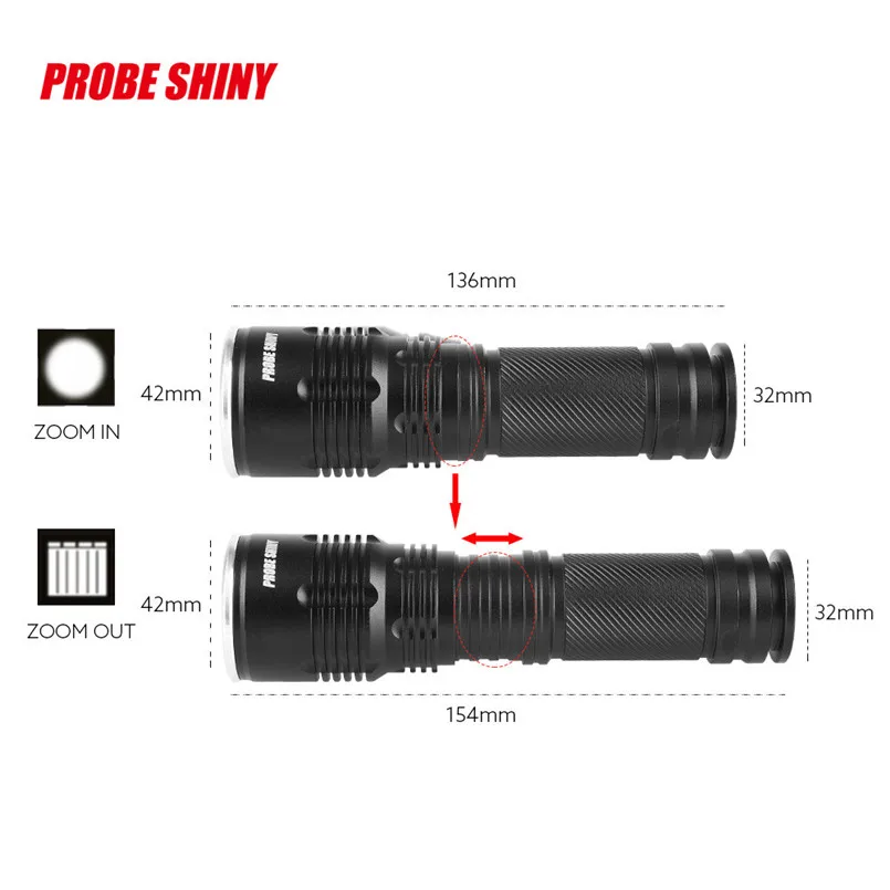 Perfect PROBE SHINY Camping Bike Bicycle Light Night Super Tactical Police 5000LM Zoom XM-L T6 LED 5Modes Flashlight Aluminum Torch A1 5
