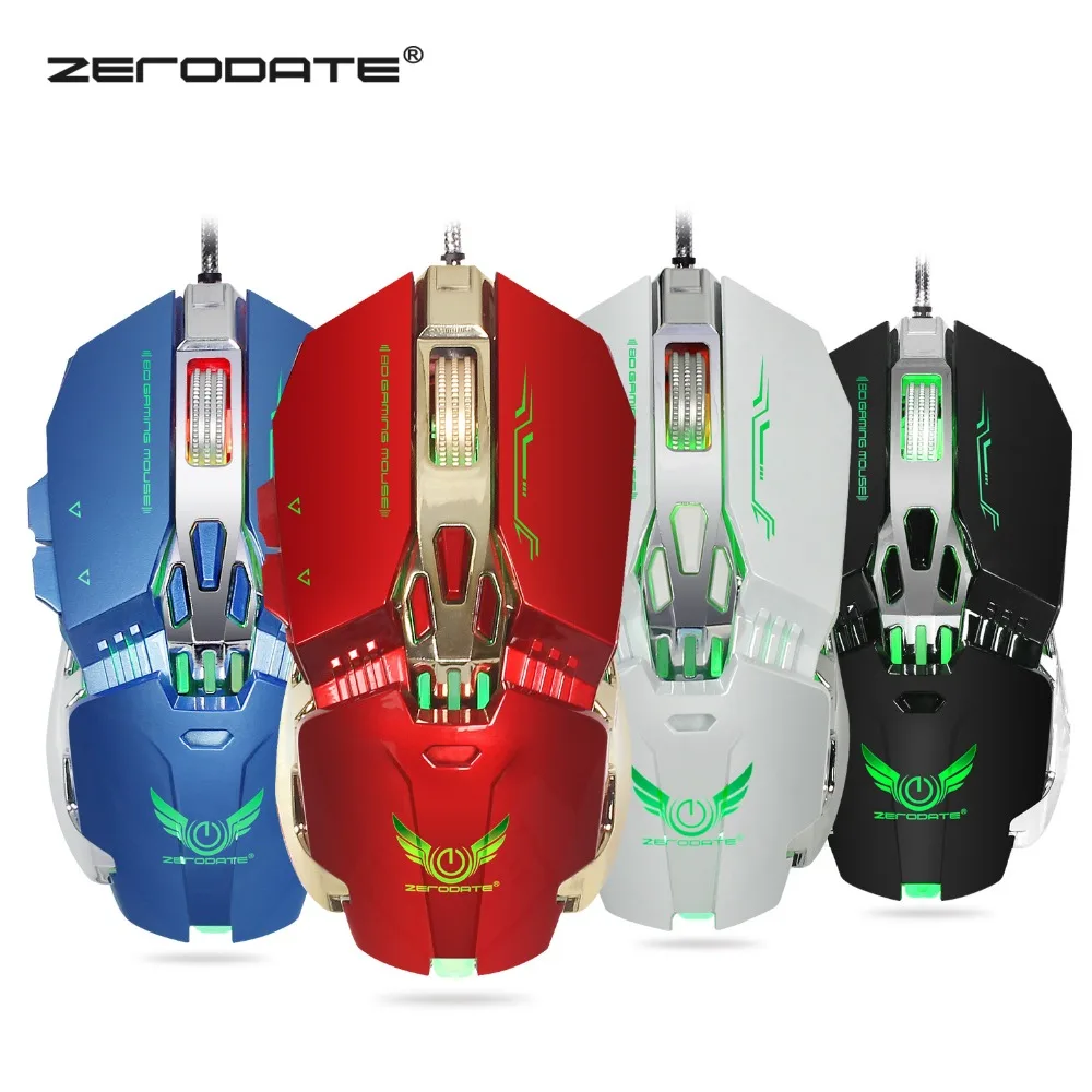 

ZERODATE X800 8 buttons gaming wired mouse adjustable 3200DPI game mechanical mouse with more Colorful lights can be set off