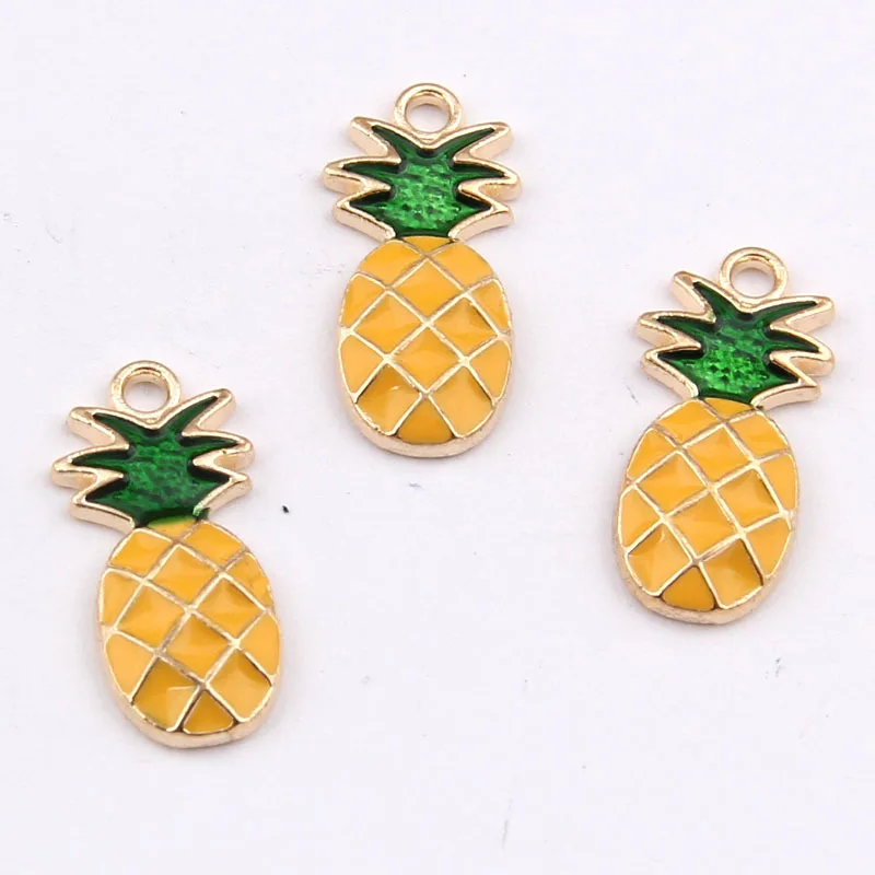 

Daisies 100pcs Hot Sales Pineapple Pendant for Necklace & Bracelet Enamel Pineapple Charms DIY Making Parts 25*10mm