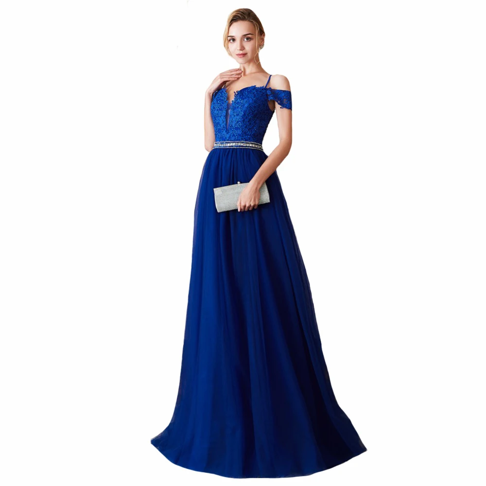 

Royal Blue A Line Bridesmaid Dress Backless Sexy Robe Demoiselle D'honneur V Neck Formal Wedding Party Women Guest Dresses