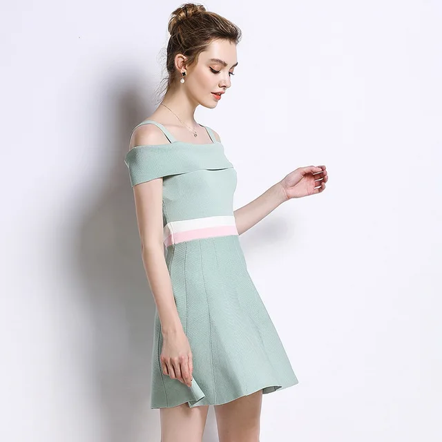 

Dress Knitted Europe America Women Gown Ice Sling Collar Knit Dresses Sleeveless Sweater Tennis Dresses Sports Clothes