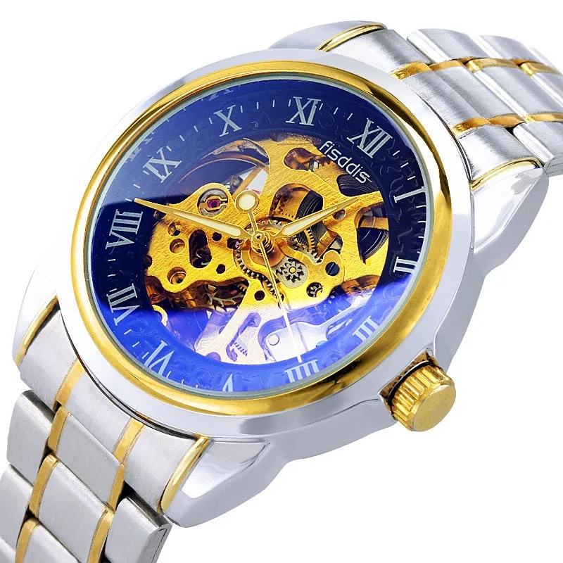 

Top Luxury Brand Watch Men Business Stainless Steel Strap Hollow Mechanical Wristwatches Waterproof Watches Free Shipping Sale