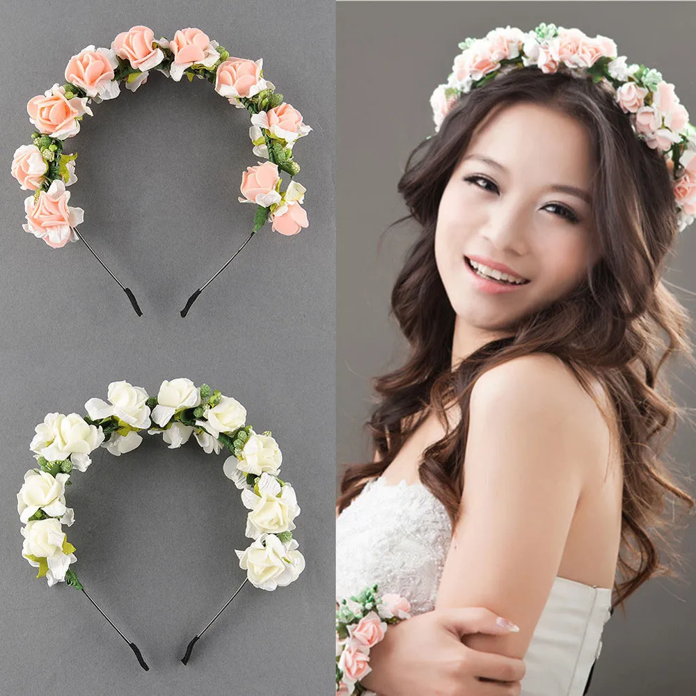

Great Stylish Women Girls Floral Headband Bohemia Hair Band Flower Garland Wedding Prom Head Wrap Hair Accessories Gift