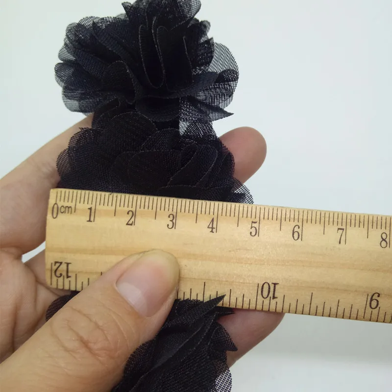 3D черный и розовый шифон Кружева цветок для DIY ремесло поставка материала