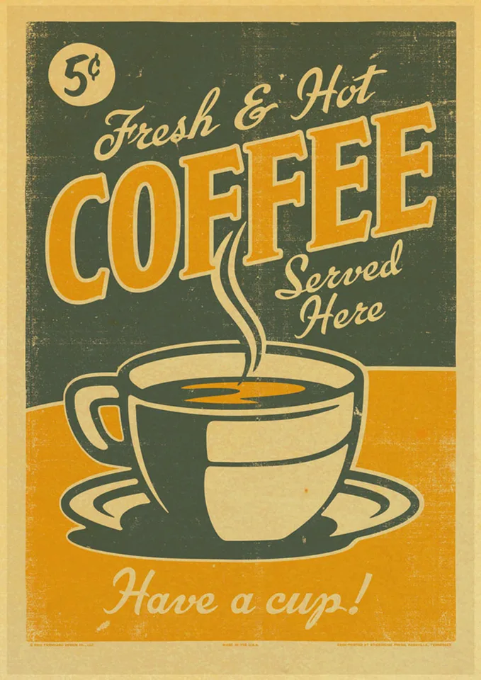 Classic Coffee Vintage Poster Prints High Quality Duvar Tablolar