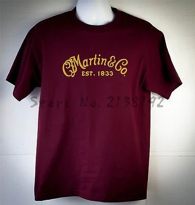 

Martin & Company Guitar Logo Burgendy t Shirt men's top teessummer fashion brand tee-shirt new cotton tshirts