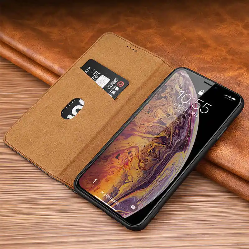 Чехол-книжка из натуральной кожи для iPhone 7, 8 Plus, X, XR, XS Max, чехол Conque, магнитный чехол для телефона, чехол для iPhone X, XR, XS, MaX, Funda