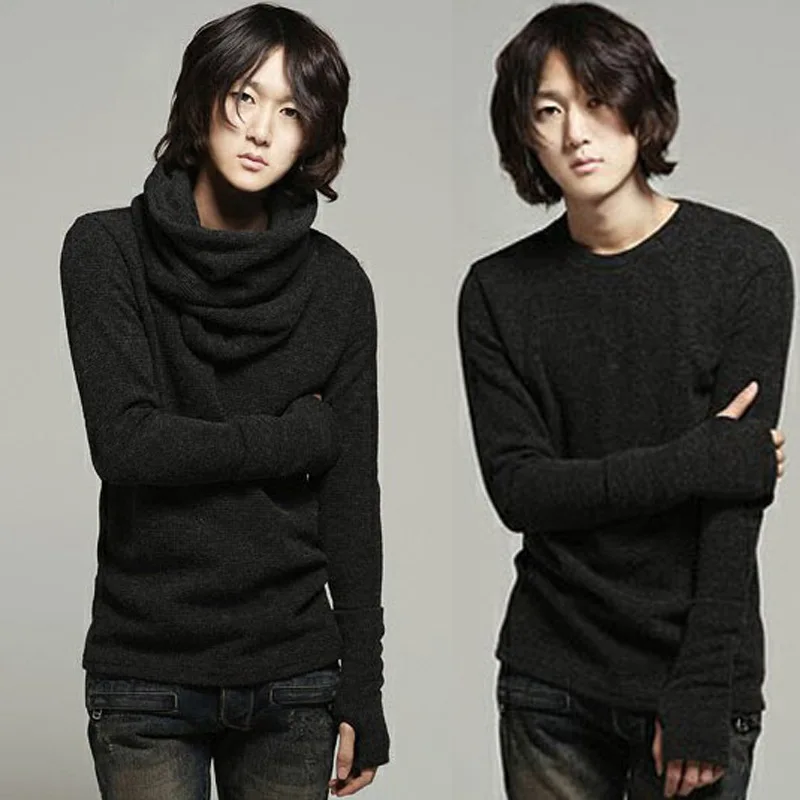 2016 New Fashion Men's Sweater Slim Black Detachable